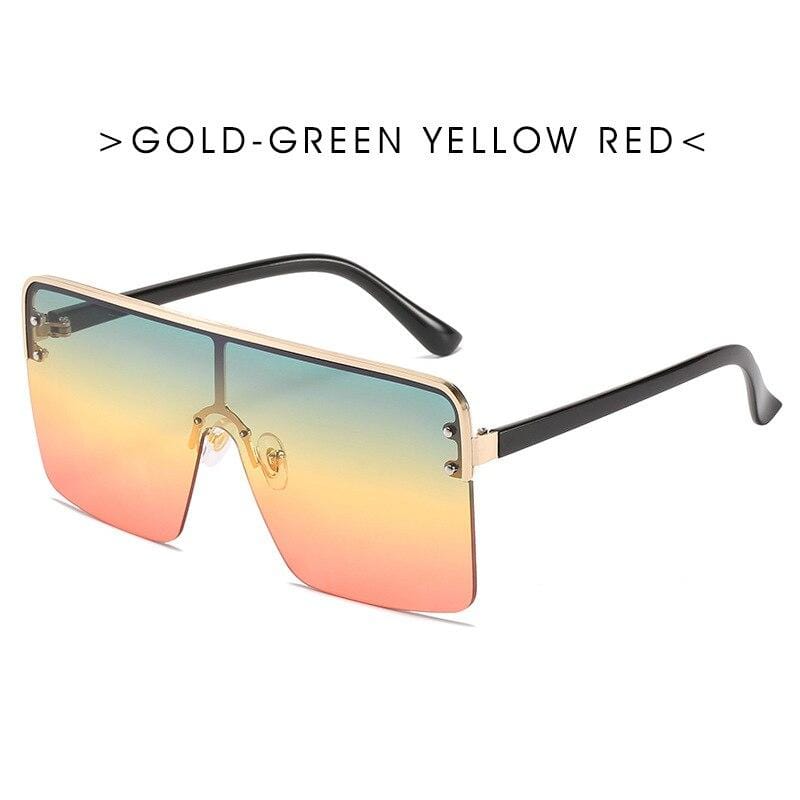 Oversize Gradient Sunglasses Women Rimless Square Big Frame Shield Sun –  Jollynova