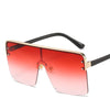 Oversize Gradient Sunglasses Women Rimless Square Big Frame Shield Sunglasses