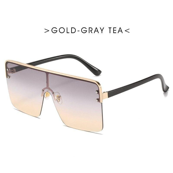 Oversize Gradient Sunglasses Women Rimless Square Big Frame Shield Sunglasses