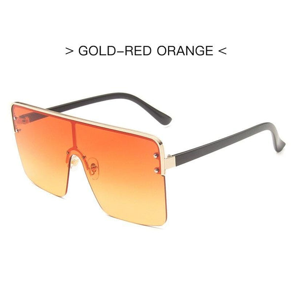 Oversize Gradient Sunglasses Women Rimless Square Big Frame Shield Sunglasses