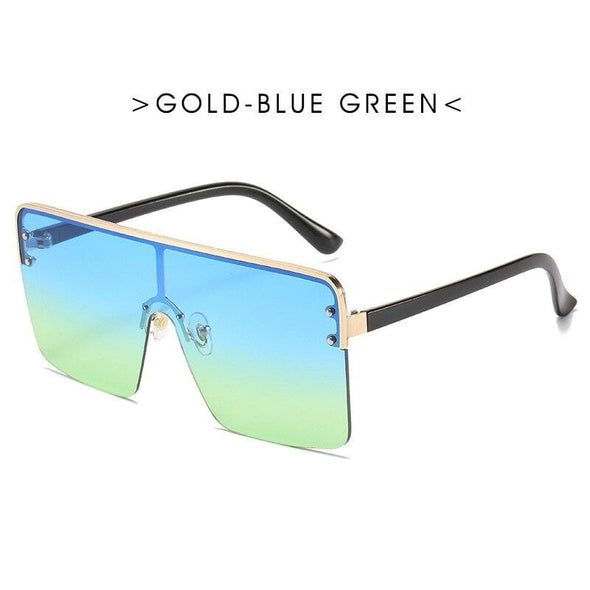 Oversize Gradient Sunglasses Women Rimless Square Big Frame Shield Sunglasses