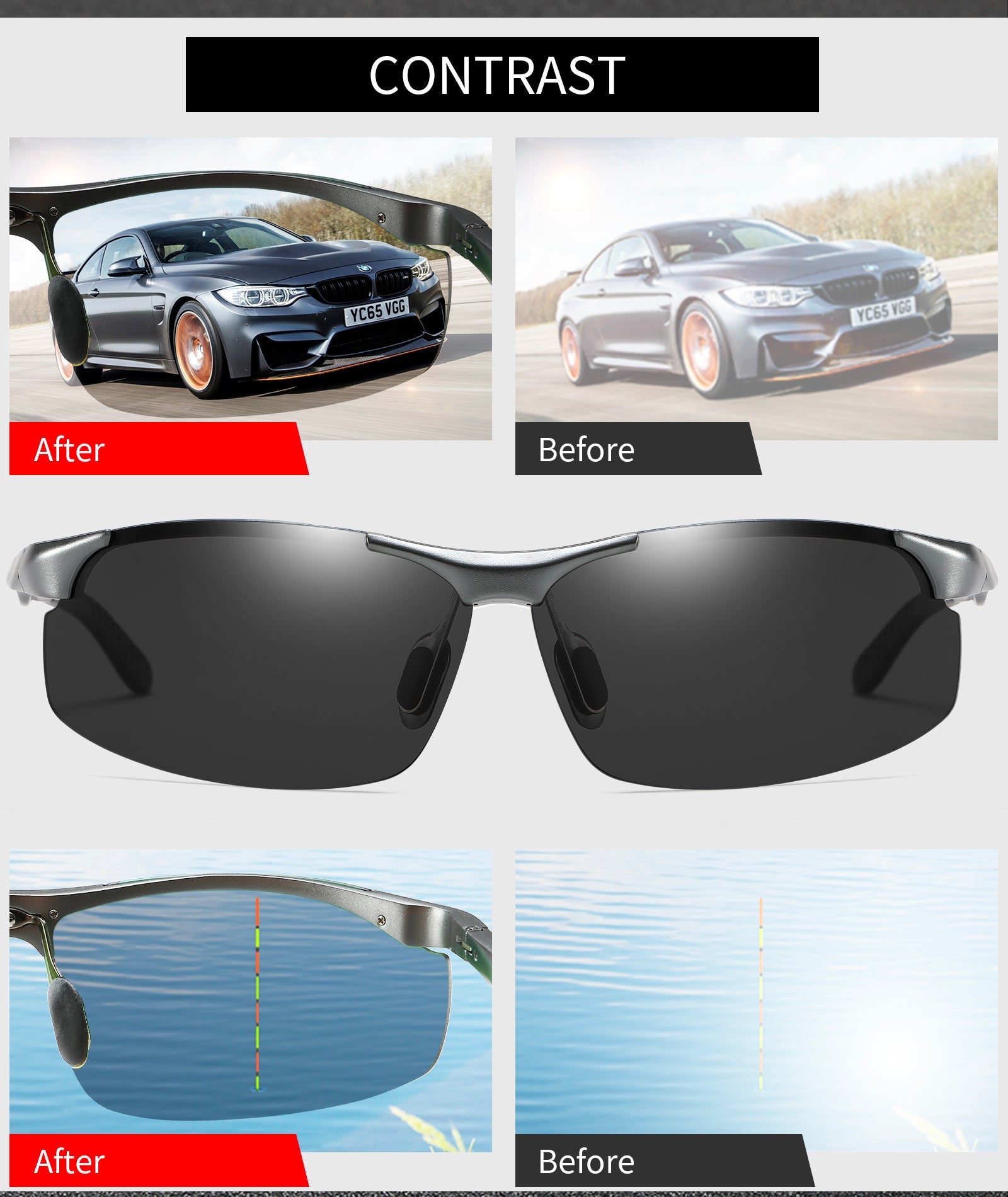 Aluminum Men Polarized UV400 Lens Rectangle Rimless Driving