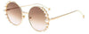 Venetian Round Gradient Pearl Sunglasses Women Brand Eyewear Fashion Design Metal Frame Sun Glasses