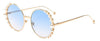 Venetian Round Gradient Pearl Sunglasses Women Brand Eyewear Fashion Design Metal Frame Sun Glasses