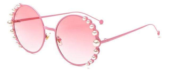 Venetian Round Gradient Pearl Sunglasses Women Brand Eyewear Fashion Design Metal Frame Sun Glasses