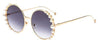 Venetian Round Gradient Pearl Sunglasses Women Brand Eyewear Fashion Design Metal Frame Sun Glasses