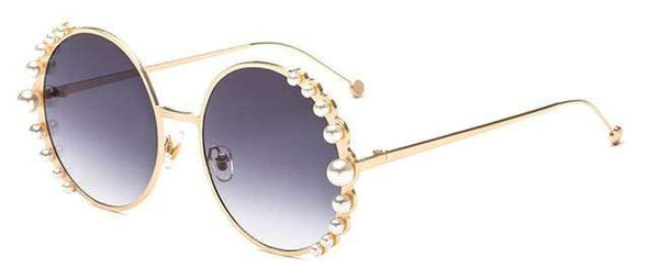 Venetian Round Gradient Pearl Sunglasses Women Brand Eyewear Fashion Design Metal Frame Sun Glasses