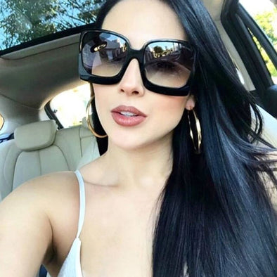 Vintage Big Square Sunglasses Women Black Gradient Oversized Sun Glasses Female Fashion Luxury Brand Mirror Clea