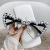 Vintage Cat Eye Love Heart Sunglasses Women Fashion Personality Sun Glasses Pearl Diamond Eyeglasses Uv400 Gafas De Sol