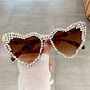 Vintage Cat Eye Love Heart Sunglasses Women Fashion Personality Sun Glasses Pearl Diamond Eyeglasses Uv400 Gafas De Sol