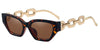 Vintage Cat Eye Sunglasses Small Metal Chain Elegant Eyeglasses Trend Fashion Black Shades