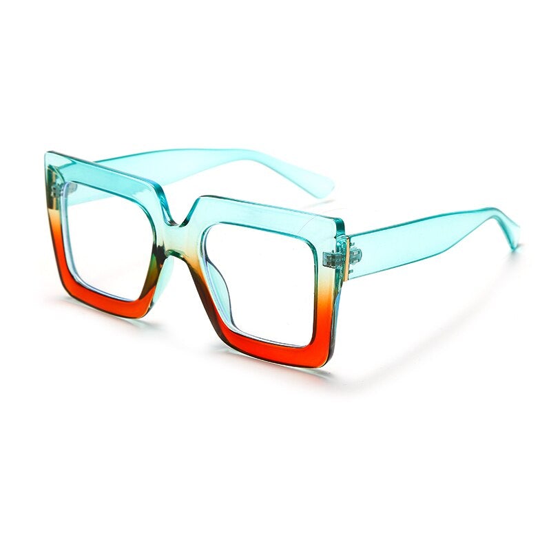 Vintage Oversize Square Glasses Women Men Big Frame Glasses For