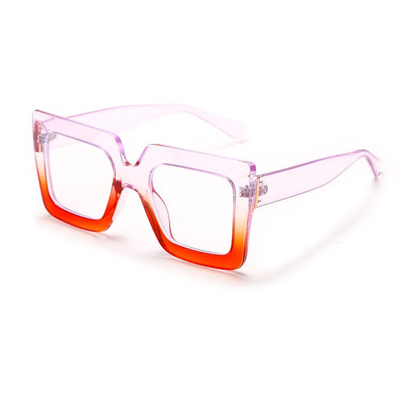 Vintage Oversize Square Glasses Women Men Big Frame Glasses For Female Gradient Spectacles Frame Punk Clear Lens Optical Eyewear