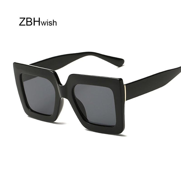 Vintage Oversized Square Sunglasses Women Brand Designer Luxury Retro Black Frame Sun Glasses Female UV400 Shades