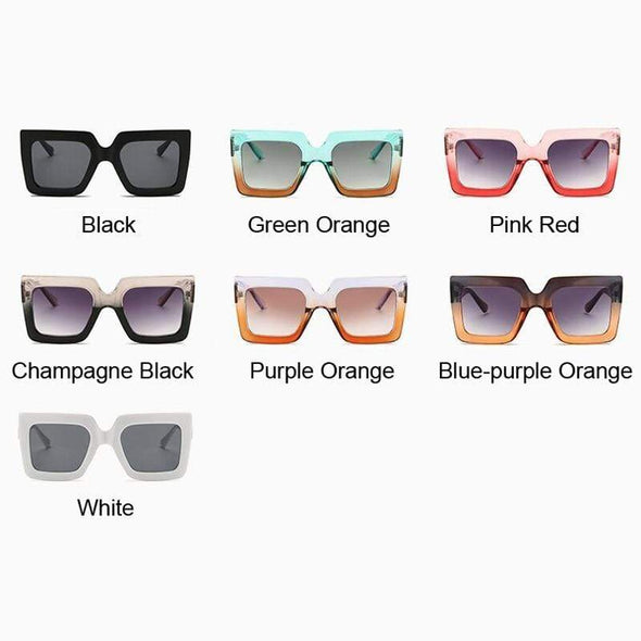 Vintage Oversized Square Sunglasses Women Brand Designer Luxury Retro Black Frame Sun Glasses Female UV400 Shades