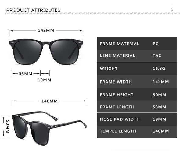 Vintage Polarized Sunglasses Men Women Brand Design Eye Sun Glasses Semi Rimless Classic  Shades Oculos De Sol UV400