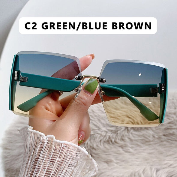 Vintage Square Sunglasses Woman Classic Retro Gradient Mirror Frameless Sun Glasses Female Fashion Rimless Oculos