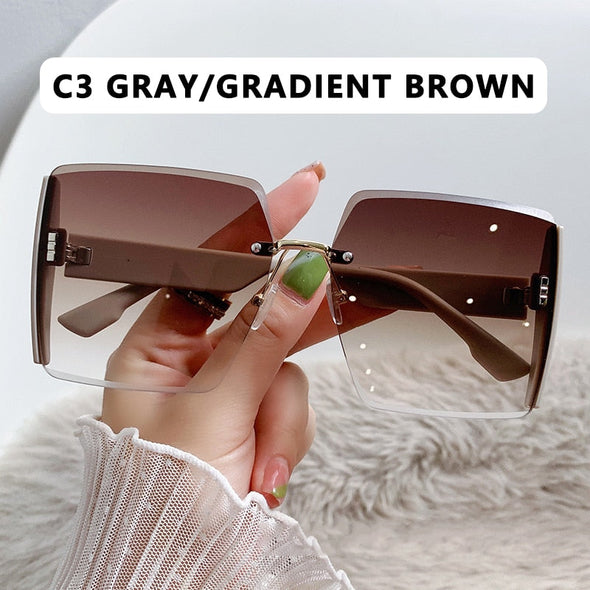 Vintage Square Sunglasses Woman Classic Retro Gradient Mirror Frameless Sun Glasses Female Fashion Rimless Oculos