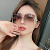 Vintage Square Sunglasses Woman Classic Retro Gradient Mirror Frameless Sun Glasses Female Fashion Rimless Oculos