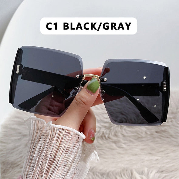 Vintage Square Sunglasses Woman Classic Retro Gradient Mirror Frameless Sun Glasses Female Fashion Rimless Oculos