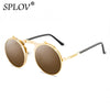 Vintage Steampunk Flip Sunglasses Retro Round Metal Sun Glasses for Men and Women Brand Design