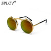 Vintage Steampunk Flip Sunglasses Retro Round Metal Sun Glasses for Men and Women Brand Design