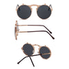 Vintage Steampunk Flip Sunglasses Retro Round Metal Sun Glasses for Men and Women Brand Design
