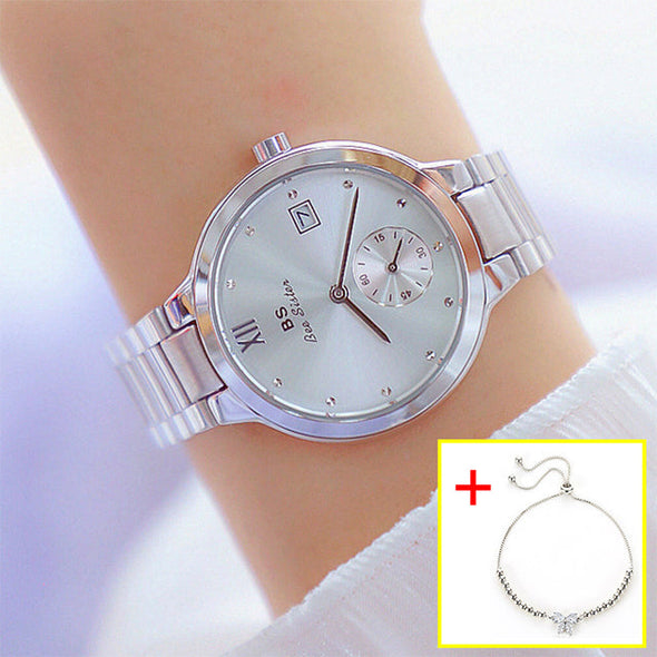 2022 Famous Brand Unique Stainless Steel Waterproof Gold Wrist Watches (with a ins Bracelet as gift)