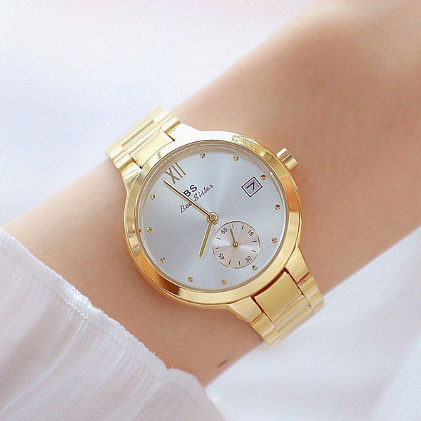 2022 Famous Brand Unique Stainless Steel Waterproof Gold Wrist Watches (with a ins Bracelet as gift)
