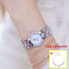 Women Luxury Brand Dress Silver Gold Quartz Watches (with a ins Bracelet as gift)