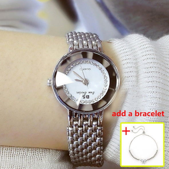 2022 New Fashion Quartz Wrist Watches Gold Diamond Crystal Watch (with a ins Bracelet as gift)