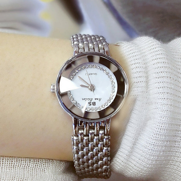 2022 New Fashion Quartz Wrist Watches Gold Diamond Crystal Watch (with a ins Bracelet as gift)