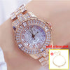 Women Diamond Gold Watch Luxury Rhinestone Bracelet Watches (with a ins Bracelet as gift)