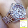 Quartz Diamond Luxury Wristwatch Fashion Crystal Jewelry Rose Gold Watch (with a ins Bracelet as gift)