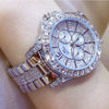 Quartz Diamond Luxury Wristwatch Fashion Crystal Jewelry Rose Gold Watch (with a ins Bracelet as gift)