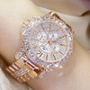 Quartz Diamond Luxury Wristwatch Fashion Crystal Jewelry Rose Gold Watch (with a ins Bracelet as gift)