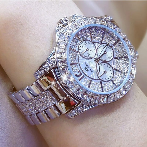 2022 Quartz Diamond Luxury Wristwatch Fashion Crystal Jewelry Rose Gold Watch (with a ins Bracelet as gift)