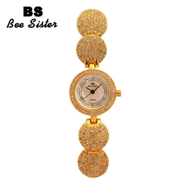 Quartz Gold Fashion Wrist Watches Diamond Stainless Steel Wtach (with a ins Bracelet as gift)