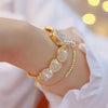 Quartz Gold Fashion Wrist Watches Diamond Stainless Steel Wtach (with a ins Bracelet as gift)