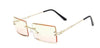 Womens Rectangle Sunglasses Vintage Shades Clear Lens Eyewears Gradient Rimless Square Sun Glasses Female Gafas  vendors