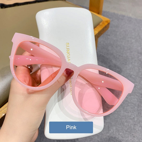 YOOSKE  Women's Sunglasses Fashion Big Round Sun Glasses for Female Oversized Shades Vintage Jelly Color Pink Sunglass UV400