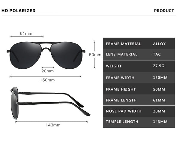 Luxury Men's Polarized Sunglasses Driving Sun Glasses Men Women Brand Designer Vintage Black Pilot Sunglasses UV400
