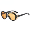 New Luxury Brand Punk Sunglasses For Women Vintage Thick Sun Glasses Men Retro Round Black Yellow Gradient Eyewear Female Shade
