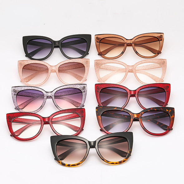 New Fashion Oversized Women Glasses Retro Cat Eye Frame Sunglasses Ins Popular Red Eyeglasses Trending Shades UV400 Wholesale