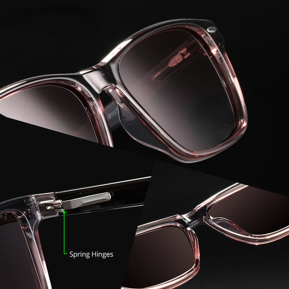 KDEAM All Matching Square Polarized Sunglasses For Men Women TR90 Material Frame Spring Hinges KD398