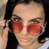 Vintage Rimless Rhinestone Sunglasses Women Men Retro Cutting Lens Gradient Sun Glasses Female UV400