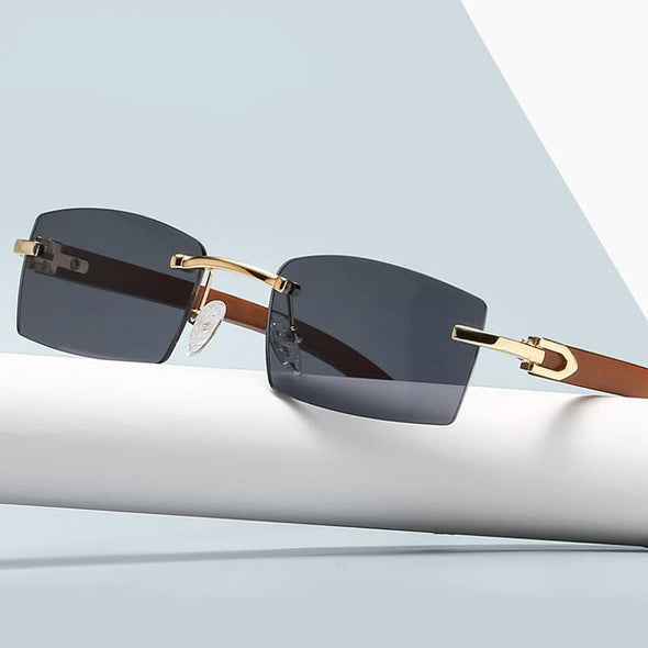 Sqaure Brand Designer Sunglasses Men Women Sun Glasses Wood Frames Rimless Black Eyeglasses Fashion Eyewear Gafas De Sol