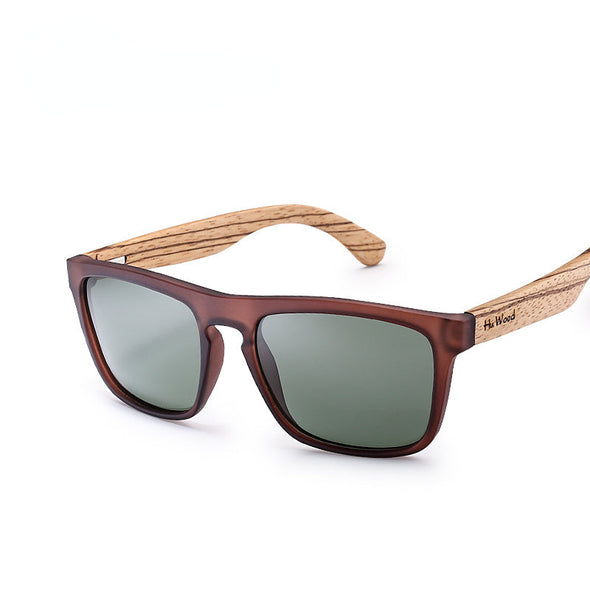 Natural Bamboo Sunglasses for Men Zebra Wood Sun Glasses Polarized Sunglasses Rectangle Lenses Driving UV400 GR8002