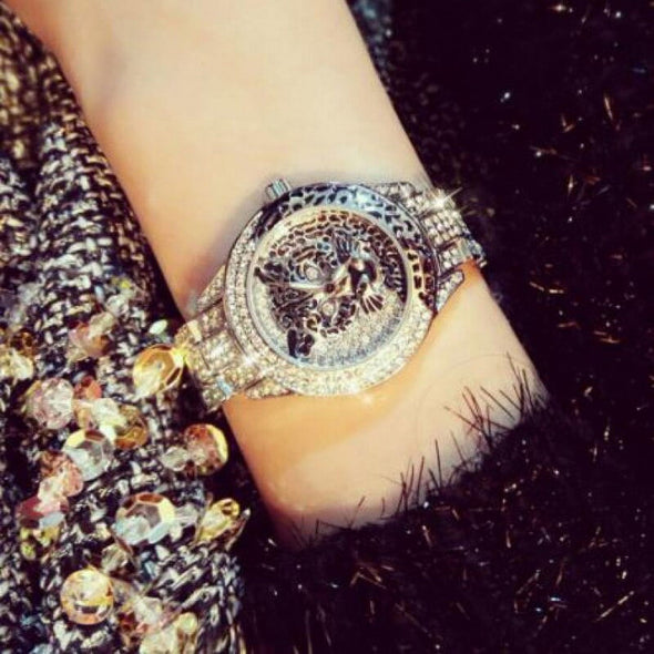 Bee Sister - New Watch Chain Watch Fashion Brand Women's Watch Full of Diamonds Quartz Watch Popular Fashion Leopard Print Full Diamond