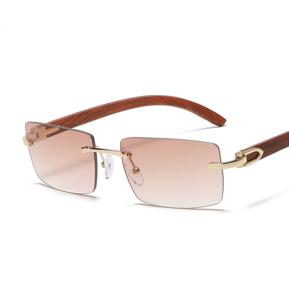 Sqaure Brand Designer Sunglasses Men Women Sun Glasses Wood Frames Rimless Black Eyeglasses Fashion Eyewear Gafas De Sol